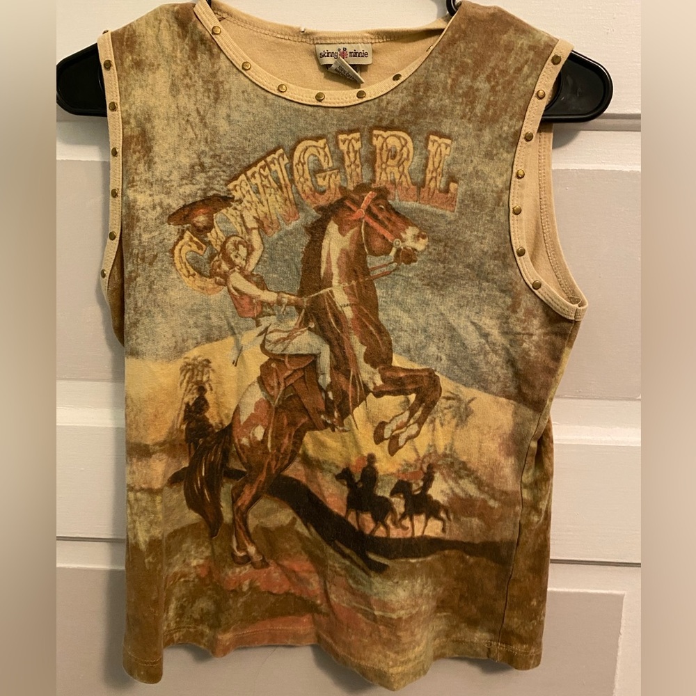 Vintage 2000s Cowgirl Western Graphic Tank Top